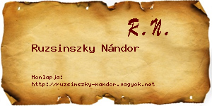 Ruzsinszky Nándor névjegykártya